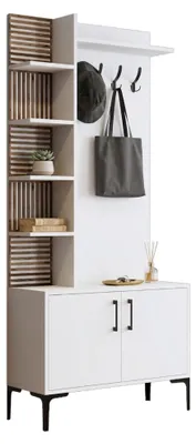 Produktbild von Caccamo - Flurmöbel, 90x35x200h cm Weiß, Garderobe