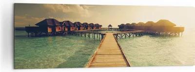 Produktbild von Bild auf Leinwand - Leinwandbild - Einteilig - Malediven Ferienhäuser Wasser - 160x50cm - Wand Bild - Wanddeko - Wandbilder - Leinwanddruck - Bilder - Wanddekoration - Leinwand bilder - AB160x50-4951