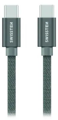Zdjęcie produktu dla Kabel danych Swissten, tkanina, USB-C / USB-C, 1,2 m, szary