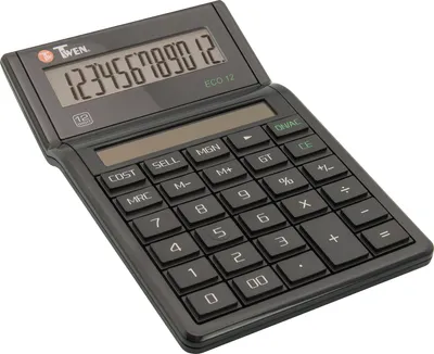 Image de Calculatrice de bureau TWEN ECO 12 écran LCD 12 chiffres solaire noir