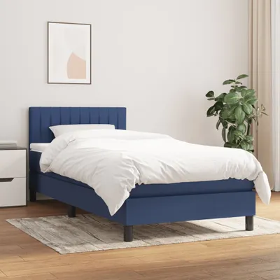 Produktbild von Design Möbel Boxspringbett mit Matratze Blau 100x200 cm Stoff - 2024 Neu
