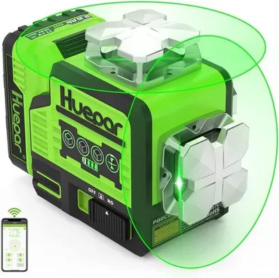 Zdjęcie produktu dla Laserowa poziomica z funkcją samonivelowania, podwójny obrót o 360°, Bluetooth, zielone linie do zastosowań budowlanych