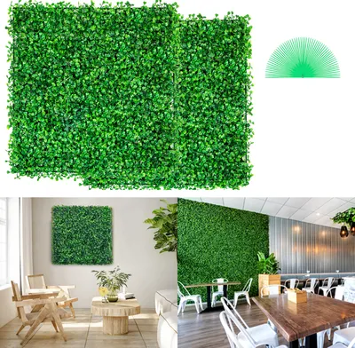 Produktbild von VEVOR Künstliche Hecke, 25,4 x 25,4 cm, 12 Stück, Buchsbaum-Heckenmatte, Kunstrasen-Hintergrundwand, Sichtschutzhecke, UV-geschützt, für Gartenzaun im Innen- und Außenbereich, Hinterhof