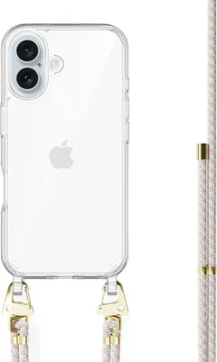 Produktbild von Aqua Pink Transparant Cord Hülle  - Kompatibel mit iPhone 16 Plus