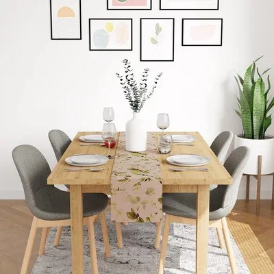 Immagine prodotto di Tovaglia Famanu per 6 persone, color verde oliva, impermeabile, 28 x 150 cm