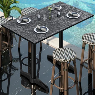 Produktbild von CPBL | HPL Compact Bistro Stehtisch | 130 x 80 x 110 cm | Felsen / Schwarz | Rechteckig | Bistrotisch Gastro Steh Tisch