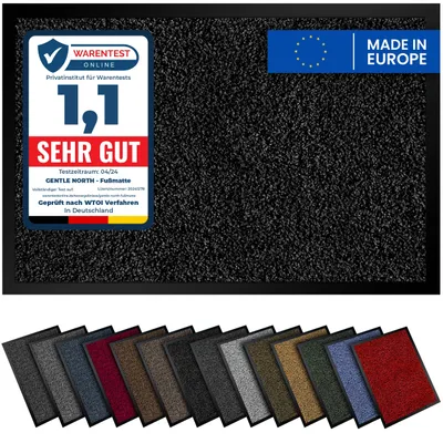 Produktbild von Gentle North Hochwertige Fußmatte schwarz 80x120 groß für Innen & Außen - Schmutzfangmatte rutschfest, waschbar & wetterfest