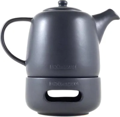 Image de Théière haut de gamme - Théière design - Pièce unique - Noire - Acier inoxydable - 1,3 l