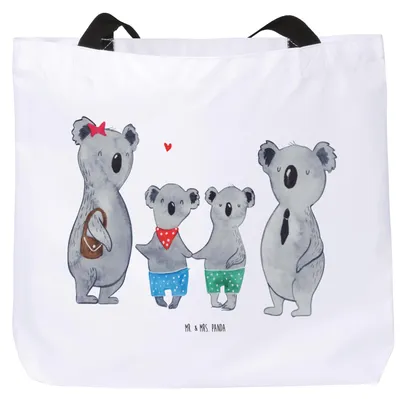 Produktbild von Mr. & Mrs. Panda Tote Bag Koala Familie zwei - Weiß - Geschenk, Einkaufstasche, Strandtasche, Koalabär, Beutel, Tasche, Zusammen, Muttertag, Schultasche
