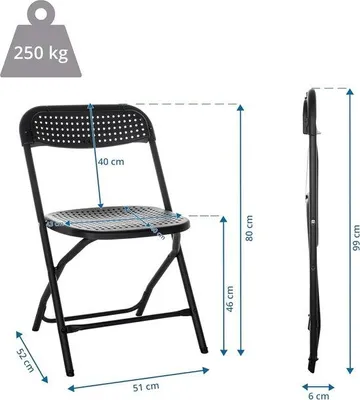 Produktbild von Famanu Klappstuhl bis 250 kg belastbar - Schwarz