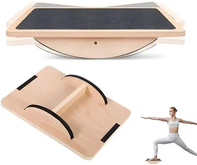 Immagine prodotto di Tavoletta di equilibrio per adulti – ideale per fisioterapia, allenamento del core e riabilitazione del piede – superficie antiscivolo con capacità di carico massima di 150 kg – colore noce