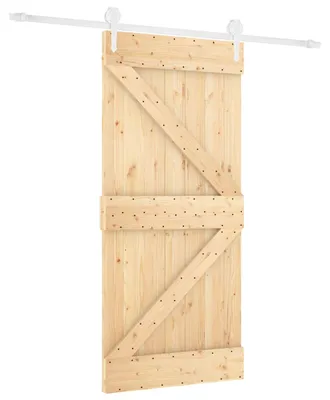 Obrázok produktu pre vidaXL Posuvné dvere v prírodnej a bielej farbe, 90 x 210 cm, masívne borovicové drevo