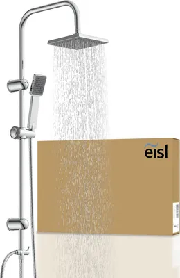 Produktbild von Ein Duschset, 2-in-1 mit großer Regenbrause (176 x 176 mm) und Handbrause, ideal zum Einbau in vorhandene Bohrlöcher, komplettes Montageset