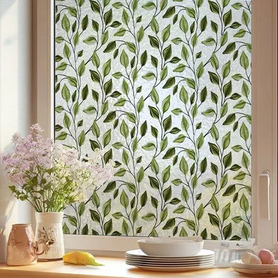 Productafbeelding van Statische raamfolie met 98% privacy - Imitatie glas-in-lood - Decoratieve sticker - 43,2 x 101,6 cm - Decoratie voor interieur