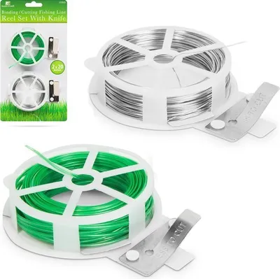 Produktbild von Grüner Bindedraht aus Eisen für Pflanzen und Blumen – 2 x Rolle – 40 Meter – Eisendraht zum Blumenarrangieren mit eingebautem Schneidemesser