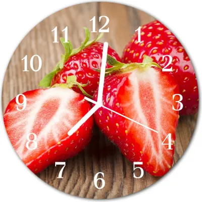 Produktbild von Glasuhr Wanduhr Küchenuhr Echt-Glas 30fi cm Erdbeeren rot