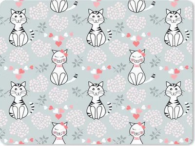Produktbild von MuchoWow® Mauspad Mousepad Muster - Katze - Herz - Mädchen - Kinder - Mädchen 40x30 cm - Mousepads - Maus Mat - Pad - Mausunterlage - Anti Rutsch