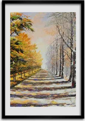 Produktbild von Bild - Bilderrahmen - 50 cm x 70 cm - MDF - Rahmen - Wandkunst Winter und Herbst