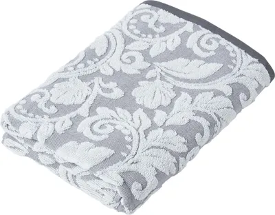 Obrázek produktu pro HOMESCAPES Ručník se vzorem damašku ze 100% turecké bavlny 600g/m² - 70x127cm - stříbrný