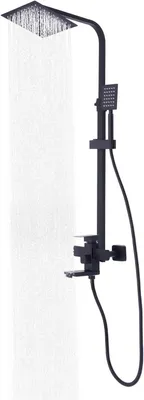 Produktbild von Duscharmatur Schwarz Duschsystem Duschstangeset Verstellbarer Duschstange Regendusche Duschset Mit Thermostat Mischbatterie Kopfbrause Handbrause Edelstahl