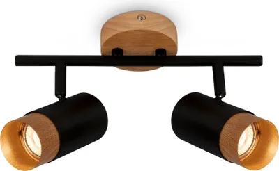 Produktbild von Spotleuchte,schwarz,mit Holz, exkl. 2xGU10/max.9W