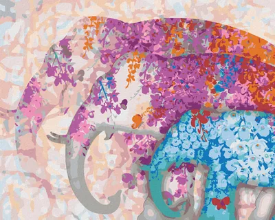 Immagine prodotto di Zuty - Pittura con diamanti - ELEFANTI E COMPOSIZIONE FLOREALE, 40x50 cm, tela tesa su telaio