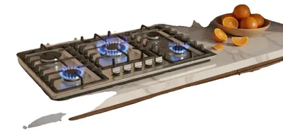 Obrázek produktu pro Plynový sporák, zemní plyn, 5 hořáků, 86 cm x 51 cm, tepelný výkon 3,3 kW, vestavba do pracovní desky