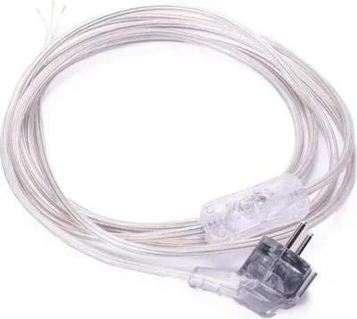 Produktbild von Netzkabel Schuko Stecker an offenes Ende m. Schnurschalter Kabel Schalter Anschluss Zuleitung (3,1m, transparent)