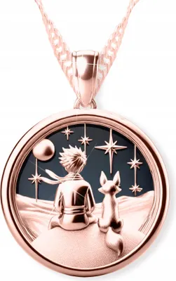 Image de Collier renard « Le Petit Prince », garçon plaqué or avec renard et étoiles, argent 925
