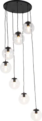Zdjęcie produktu dla QAZQA - Art Deco lampa wisząca I lampa wisząca czarna 7-światła - Pallon I salon I sypialnia - szklana kula I kulista I podłużna - LED odpowiedni E27