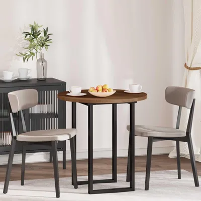 Produktbild von Maison Exclusive - Tischplatte Ø 80 x 2,5 cm Rund Massivholz Eiche Dunkelbraun
