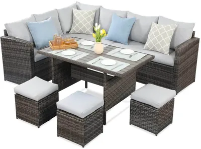 Produktbild von MeXo von GLP HOME Lounge Gartenmöbel Setaus Polyrattan, Gartenloungeset, Sitzgruppe, Sitzgarnitur Terassenmöbel wetterfest für 6-10 Personen