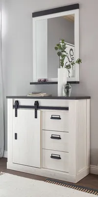 Produktbild von Garderoben Set 2-teilig "Stove" weiß Pinie und anthrazit Flurgarderobe