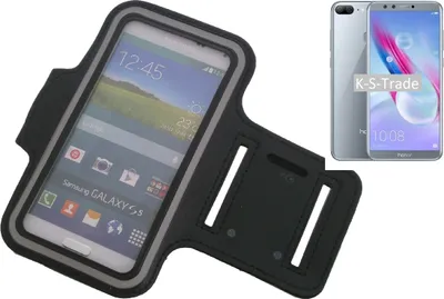 Produktbild von Kompatibel mit Huawei Honor 9 Lite Neopren Jogging Armband Sportarmband Oberarmband schwarz kompatibel mit Huawei Honor 9 Lite mit Reflektor Streifen.