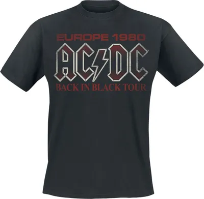 Produktbild von AC/DC T-Shirt Herren Back In Black Europe 1980 schwarz M
