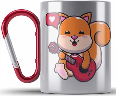 Produktbild von Trendation - Eichhörnchen Edelstahl Tasse Karabiner Geschenk Grafik für Eichhörnchen Liebhaber Geschenkidee Lustige Edelstahl Tasse Karabiner (Rot)
