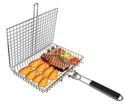 Image de Grille pliante en acier inoxydable pour poissons et légumes