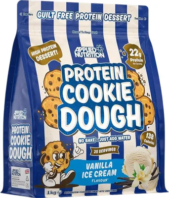 Imagen del producto de Applied Nutrition, Masa para galletas de proteína (1000g), sabor a helado de vainilla - Alimentos funcionales - Alimentos ricos en proteínas