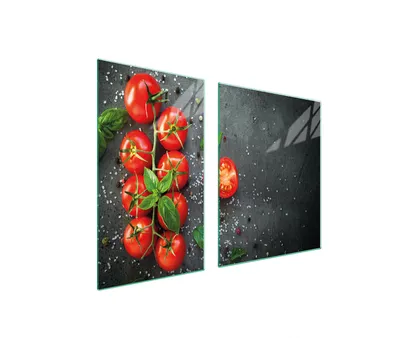 Produktbild von Herdabdeckplatten 2 teilig 100x52 Glaskeramikkochfeld Abdeckung Glas Schneidebrett Schiefer Tomaten