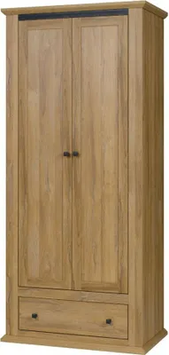 Produktbild von Kleiderschrank | 2 Drehtüren | 1 Schublade | 1 Fach | mit Kleiderstange | 90 cm breit | Farbe: Eiche
