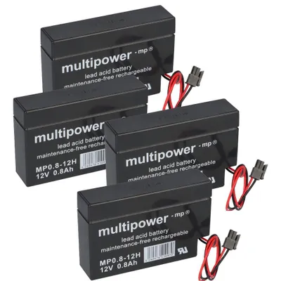 Produktbild von 4x Multipower Blei-Akku MP0,8-12H Pb 12V 0,8Ah Heim und Haus Stecker Rollladen