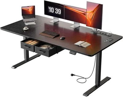Imagen del producto de Escritorio de altura ajustable con toma de corriente, 160x80 cm, color