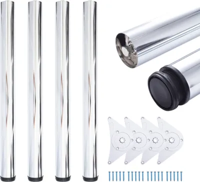Produktbild von 4x sossai Premium Tischbeine in Chrom 71cm / Ø60mm höhenverstellbare Tischfüße