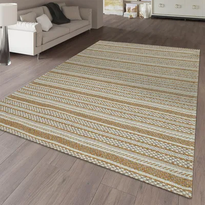 Produktbild von TT Home Flachgewebter Teppich Streifen Muster Kontrurenschnitt Webmuster Mehrfarbig Bunt Größe 120x160 cm