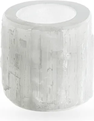 Produktbild von Natürliche Selenit Kerzenhalter 6x6cm Edelstein Leuchter Deko Quarzkristall