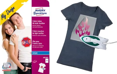 Zdjęcie produktu dla AVERY Zweckform My Design Folia transferowa do koszulek, DIN A4