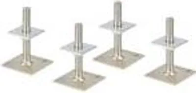 Produktbild von Alberts 4 x I-Pfostenträger, höhenverstellbar 30 - 150 mm, Platte 150 x 150 mm, galvanisch verzinkt, dickschichtpassiviert, zum Aufschrauben