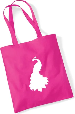 Produktbild von Huuraa Jutebeutel Pfau Silhouette 10 Liter Fuchsia Baumwolle Tasche Geschenkidee