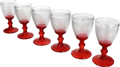 Obrázek produktu pro sada 6 sklenic na bílé víno rubínové barvy červená 200ml skleněná číše na víno s tečkami voda