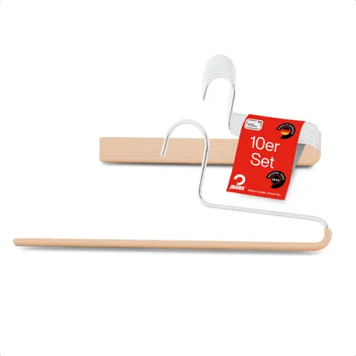 Produktbild von MAWA Hosenbügel, 10er-Set, rutschfest, 35 cm, Latte Macchiato, modernes Design